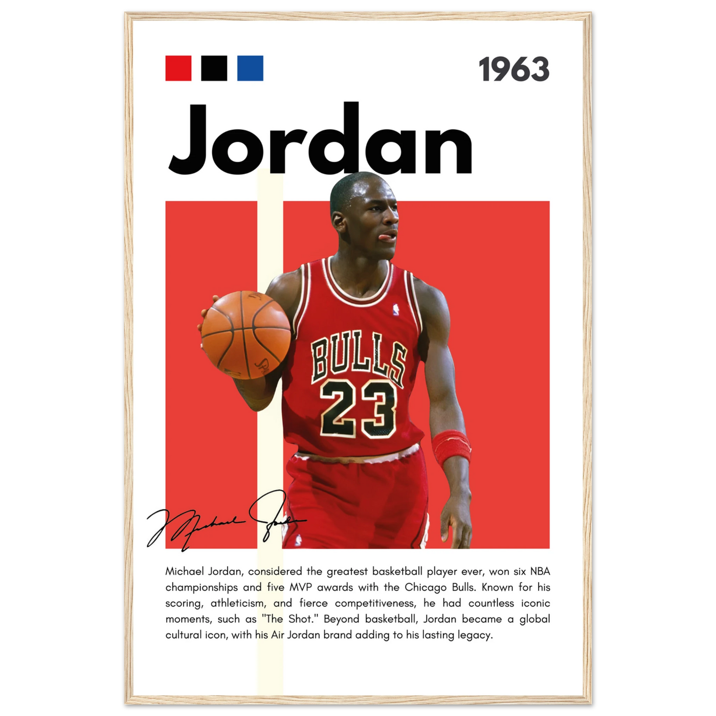 Michael Jordan Air Jordan Bulls Retro Print 60x90 cm 24x36″ Wood frame Vibrantwalls