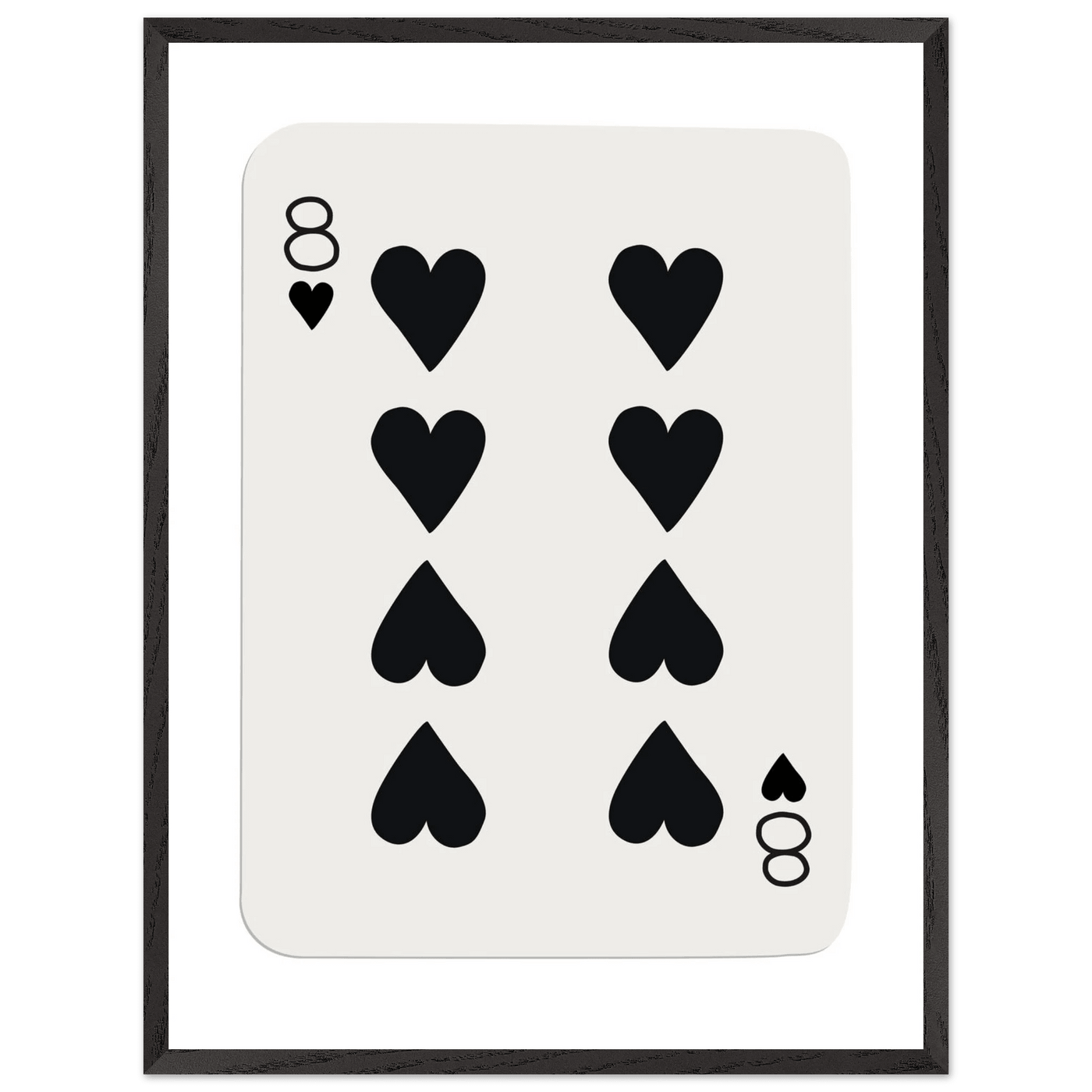Minimalist Eight of Hearts Poker Card Print - Framed Wall Art, Sustainable Wood Frame, Choose Your Finish & Size - Vibrantwalls
