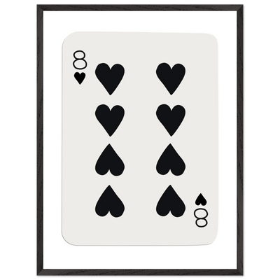 Minimalist Eight of Hearts Poker Card Print - Framed Wall Art, Sustainable Wood Frame, Choose Your Finish & Size - Vibrantwalls