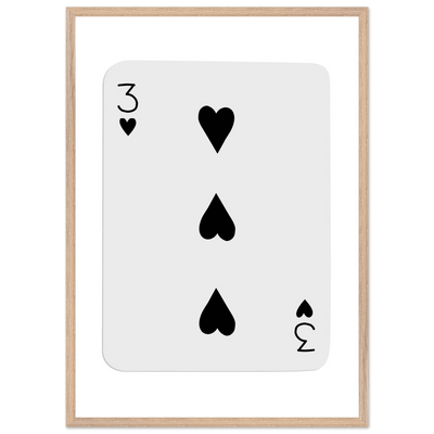 Poker Card Print - Three of Spades - Framed Wall Art, Eco-Friendly Wood Frame in Black, White, or Natural - Vibrantwalls