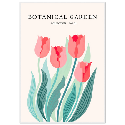 Botanical Garden Tulip Framed Poster – Pastel Florals & Nature Art Prints | Ready-to-Hang Wall Decor - Vibrantwalls