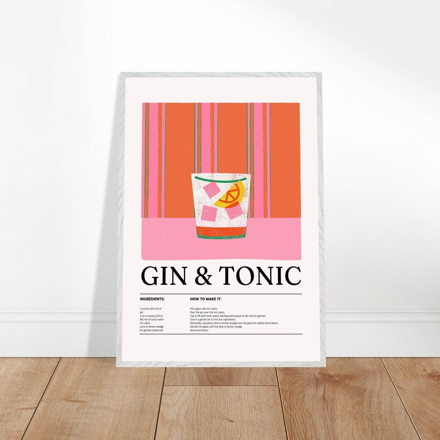 Gin Tonic Cocktail Recipe Minimalist Design Print - Vibrantwalls