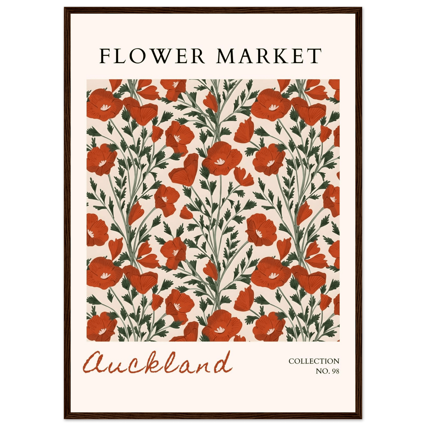 Auckland Flower Market Framed Poster – Vibrant Poppy Art Print | Ready-to-Hang Floral Decor - Vibrantwalls