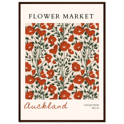 Auckland Flower Market Framed Poster – Vibrant Poppy Art Print | Ready-to-Hang Floral Decor - Vibrantwalls