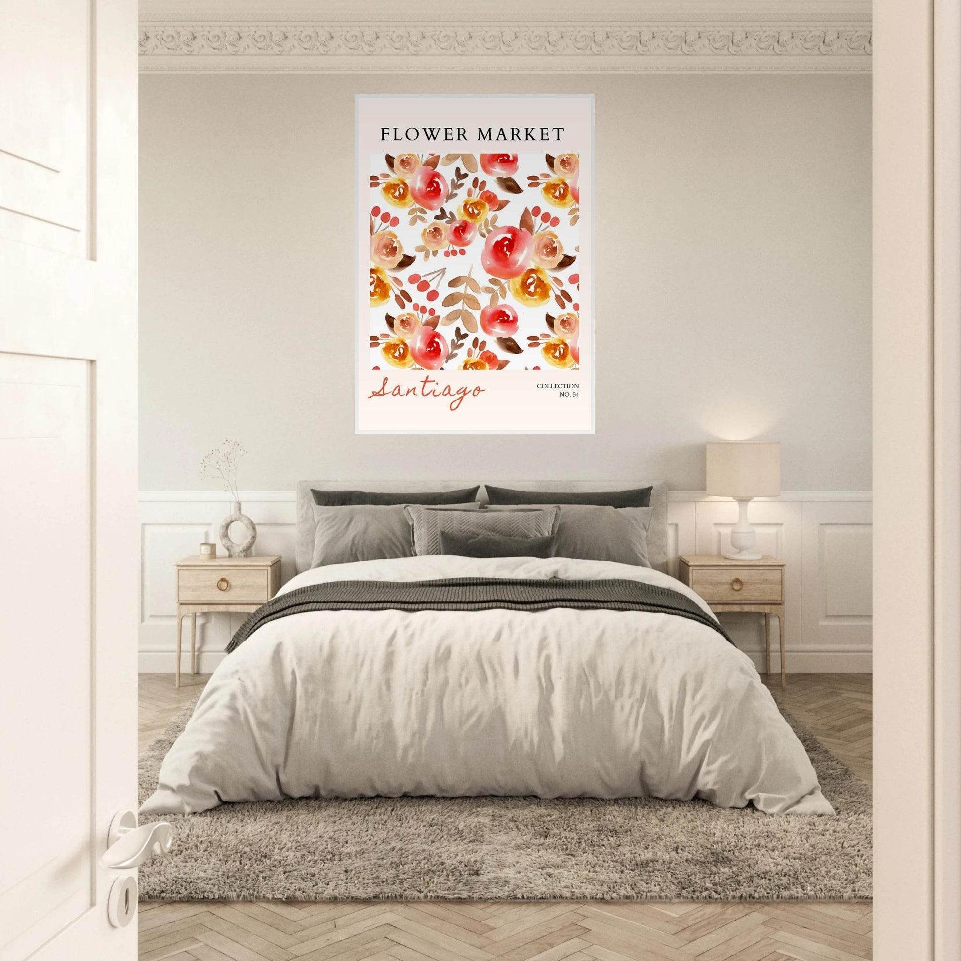 Watercolor Blossom Framed Poster – Santiago Floral Art Print | Warm & Vibrant Decor for Your Home - Vibrantwalls