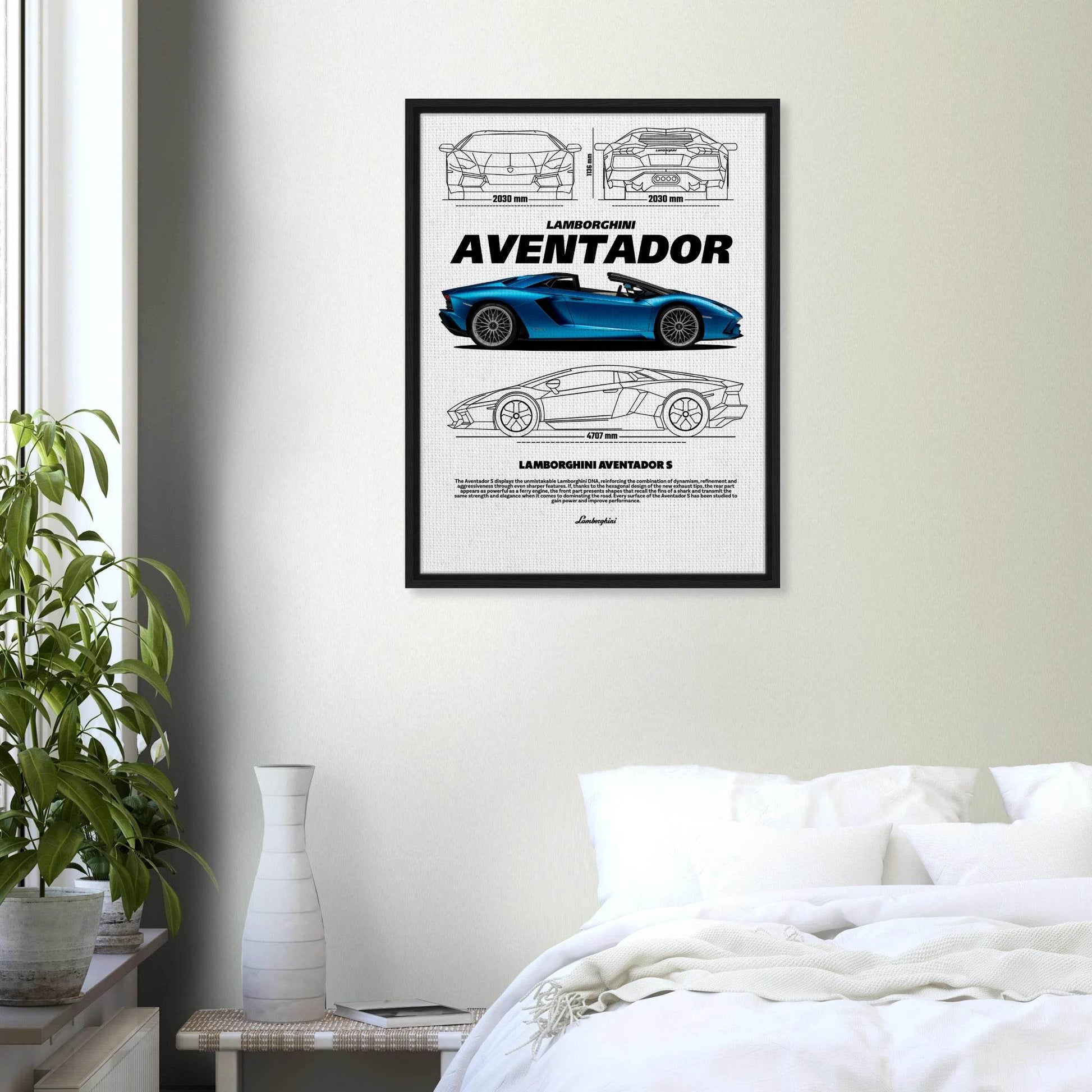 Aventador S Vintage Classic Car Canvas Poster - Wall Art - Vibrantwalls