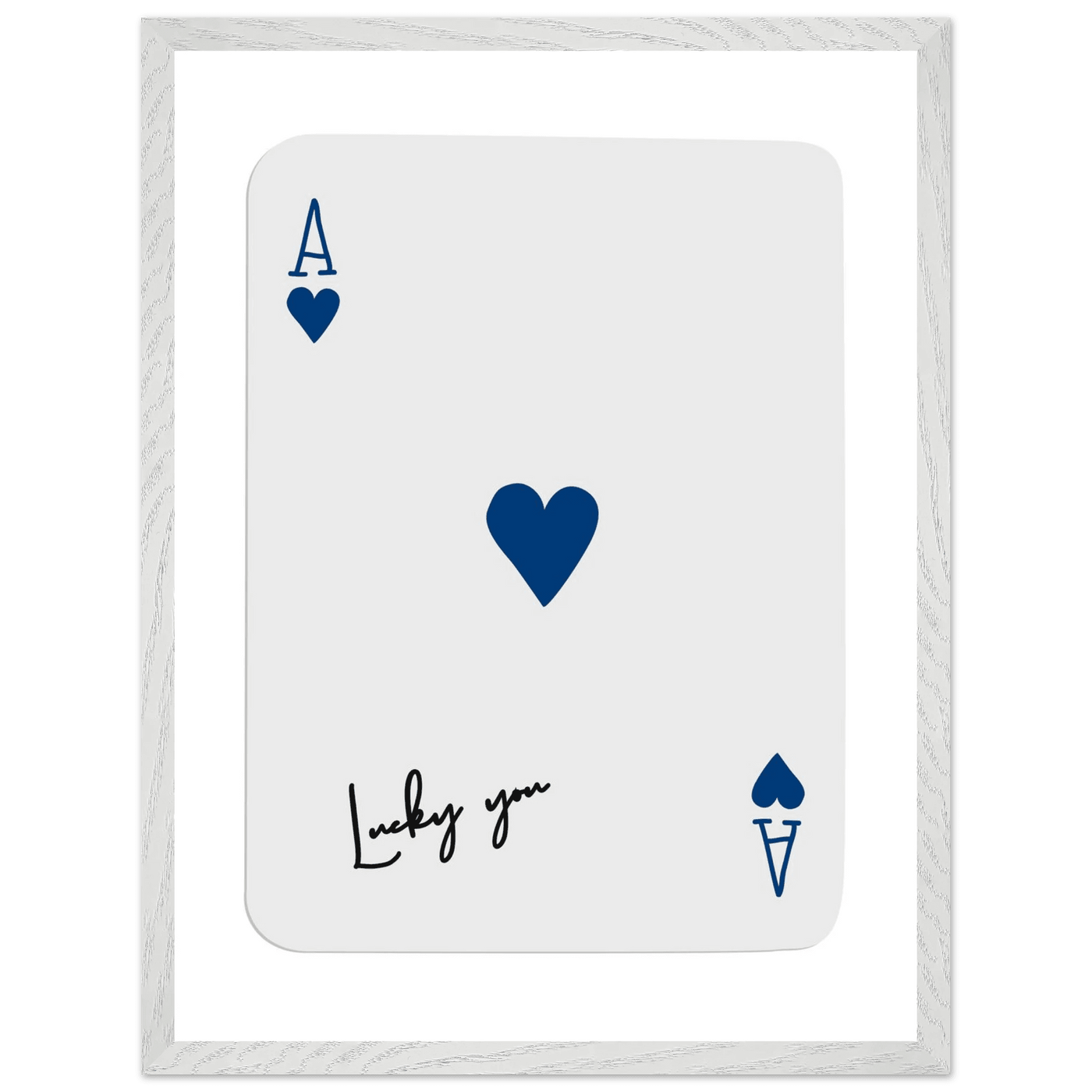 Lucky You Ace of Hearts - Framed Poker Card Art, Minimalist Eclectic Decor, Eco-Friendly Wood Frame - Vibrantwalls