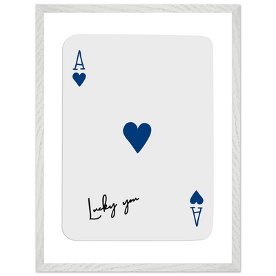 Lucky You Ace of Hearts - Framed Poker Card Art, Minimalist Eclectic Decor, Eco-Friendly Wood Frame - Vibrantwalls