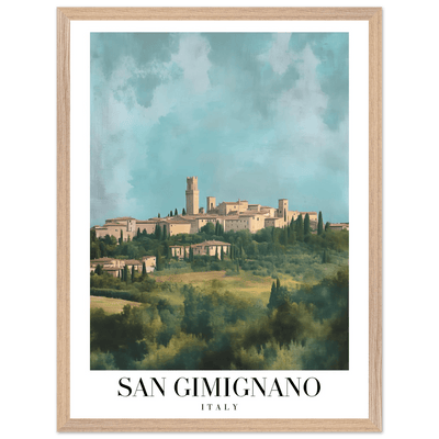 San Gimignano Italy Framed Poster – Vintage Tuscan Countryside Wall Art with Wooden Frame - Vibrantwalls