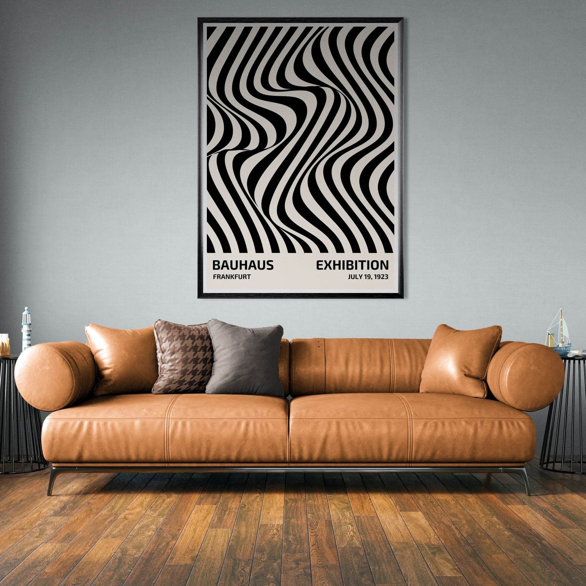 Bauhaus Black White Op Art Movement Style Design Poster Wall Art - Vibrantwalls