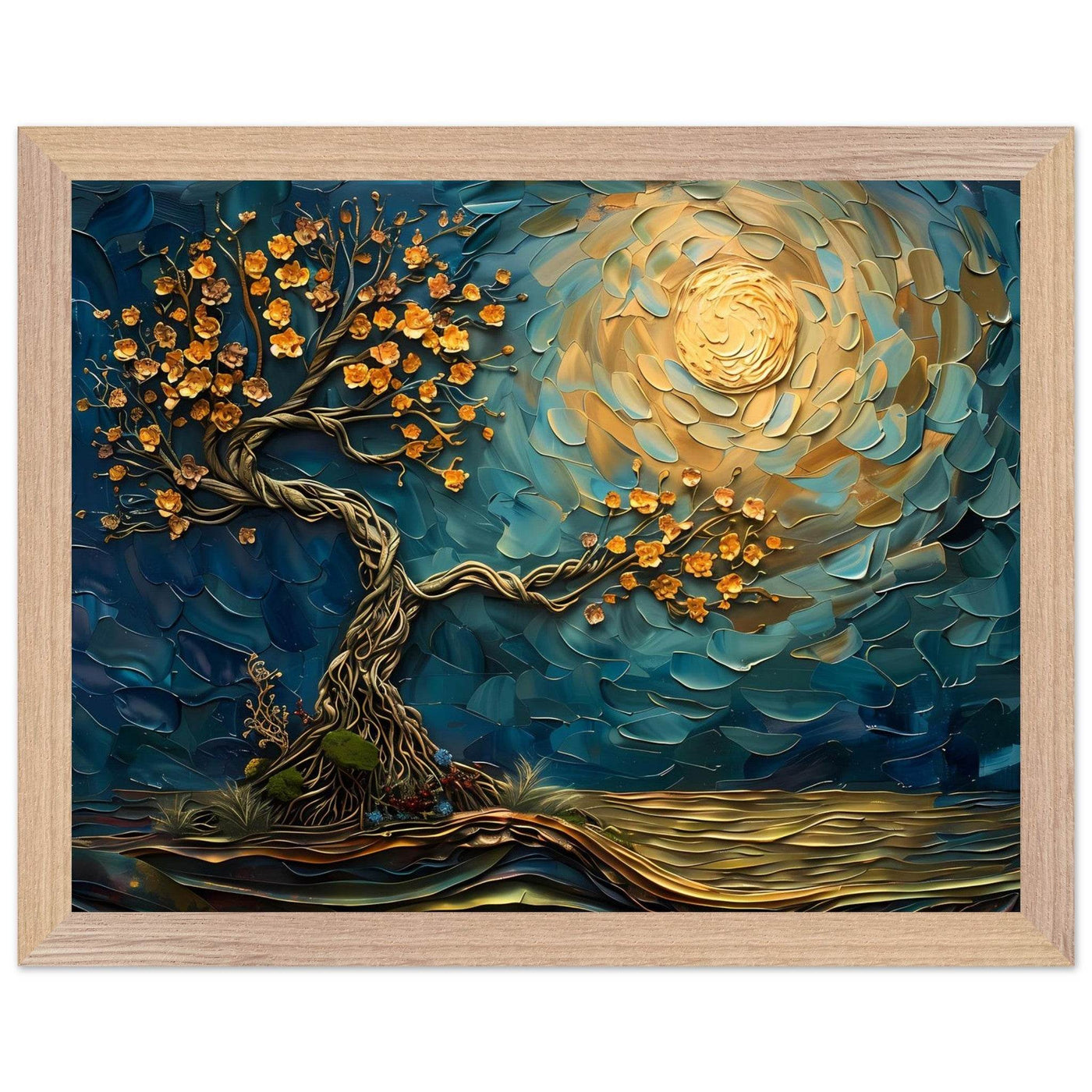 Tree of Life Jewelry - Golden Blooms & Midnight Sky Design - Vibrantwalls