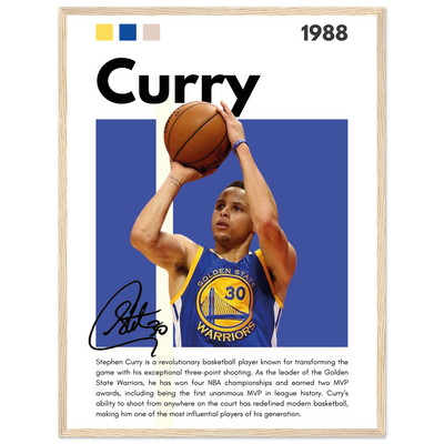 Stephen Curry Golden State Warriors Vintage Art 45x60 cm 18x24″ Wood frame Vibrantwalls