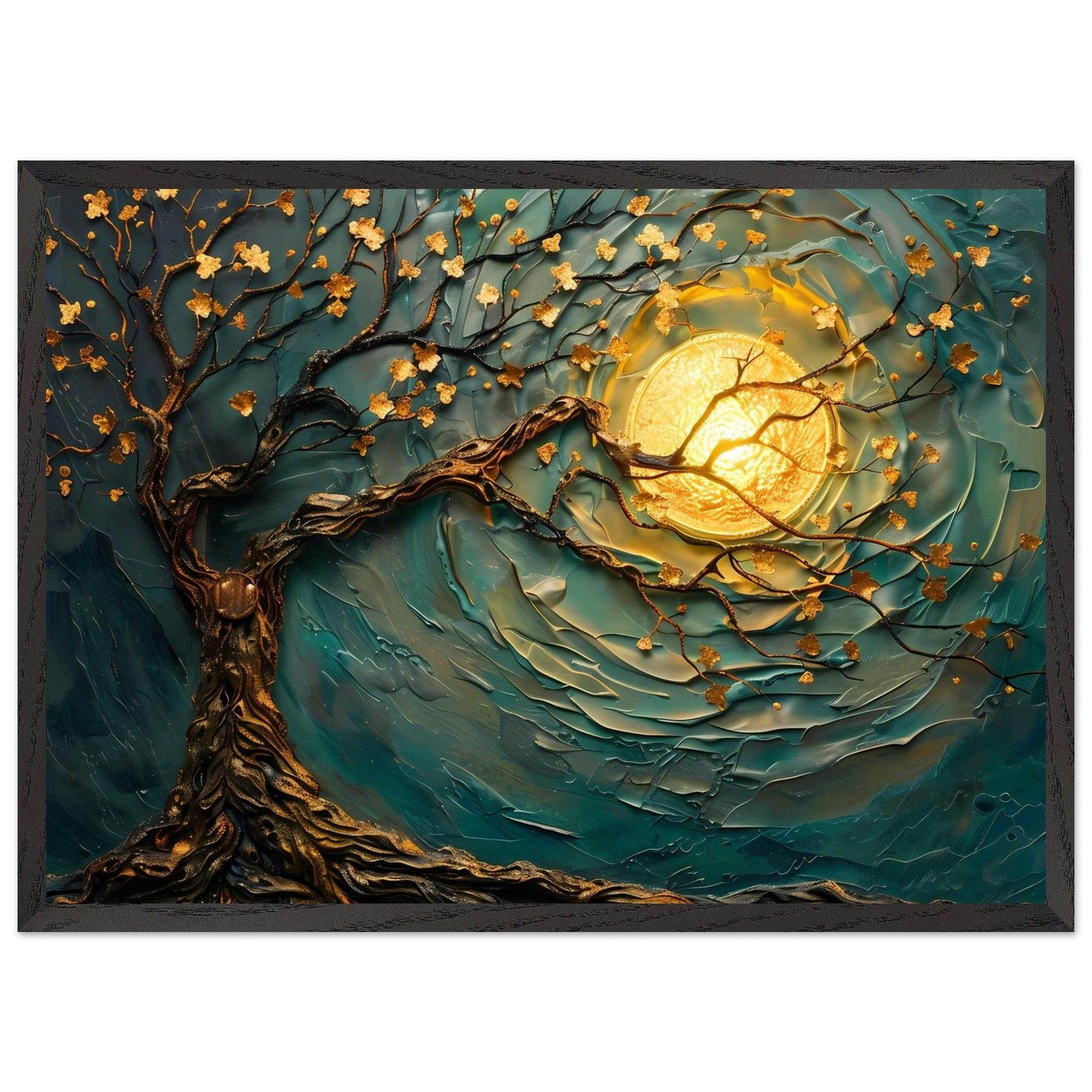 Teal Gold Tree of Life Pendant - Elegance in Nature's Design - Vibrantwalls