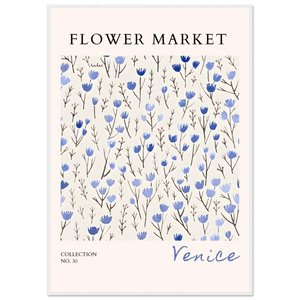 Venice Flower Market Framed Poster – Serene Blue Floral Art Print | Ready-to-Hang Wall Decor - Vibrantwalls