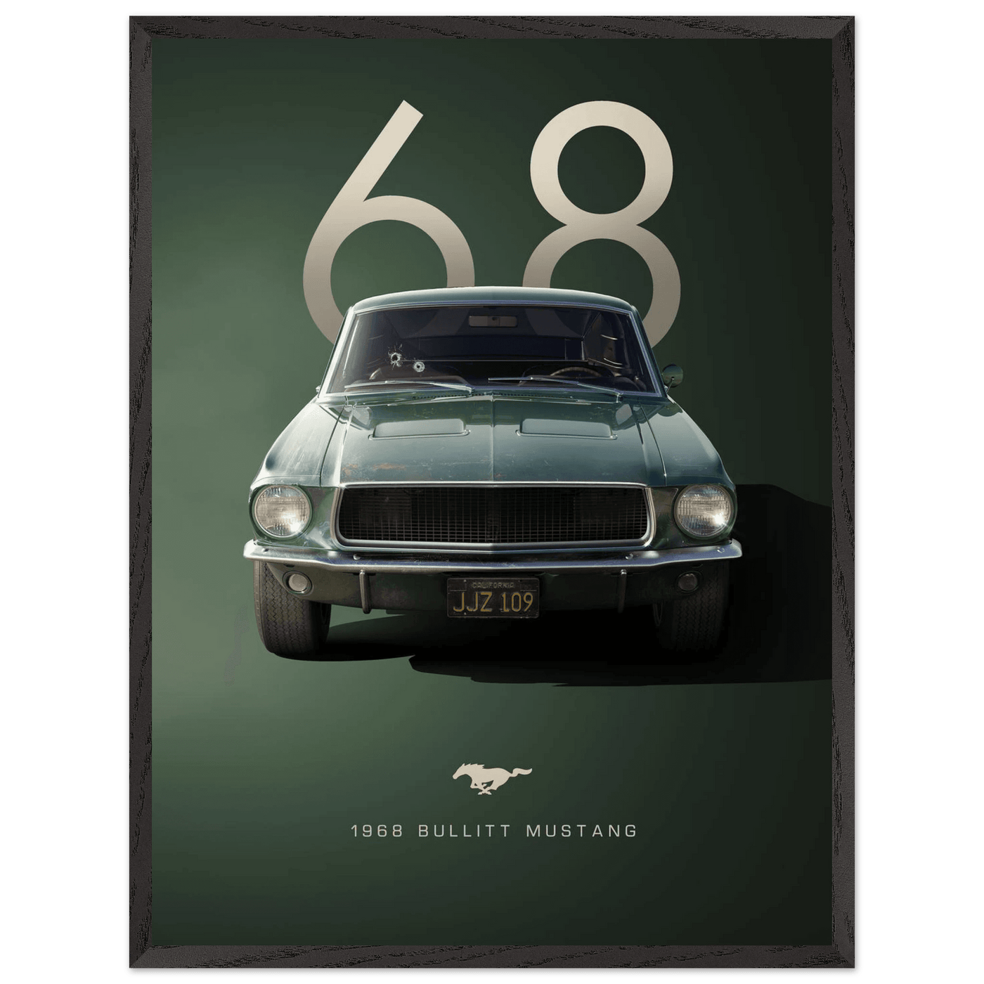 1968 Bullitt Mustang GT - 50th Anniversary Framed Poster | Iconic Automotive Art, Ready-to-Hang - Vibrantwalls