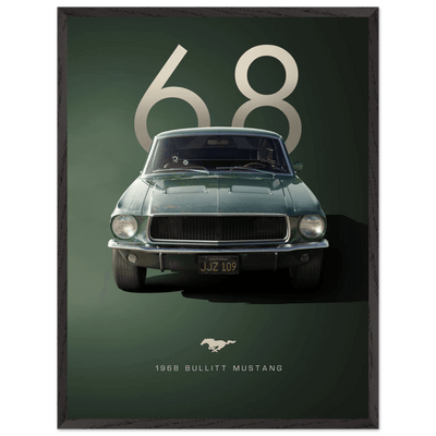 1968 Bullitt Mustang GT - 50th Anniversary Framed Poster | Iconic Automotive Art, Ready-to-Hang - Vibrantwalls