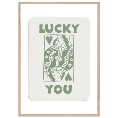 Lucky You Poker Card Print - Queen of Hearts Framed Art - Eco-Friendly Wood Frame - Vibrantwalls