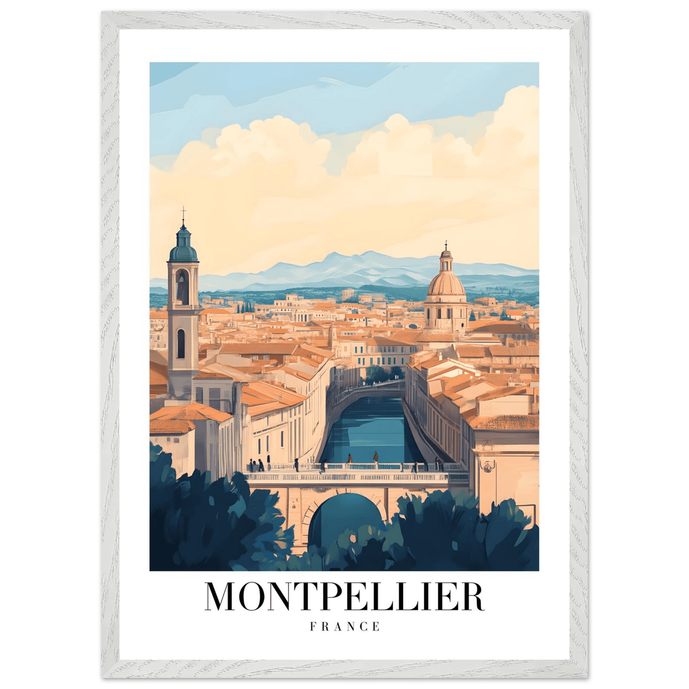 Montpellier France Framed Poster – Vintage Travel Wall Art with Wooden Frame - Vibrantwalls