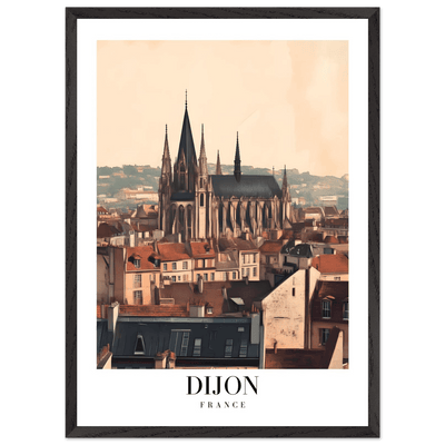 Dijon France Framed Poster – Vintage European Cityscape Wall Art with Wooden Frame - Vibrantwalls