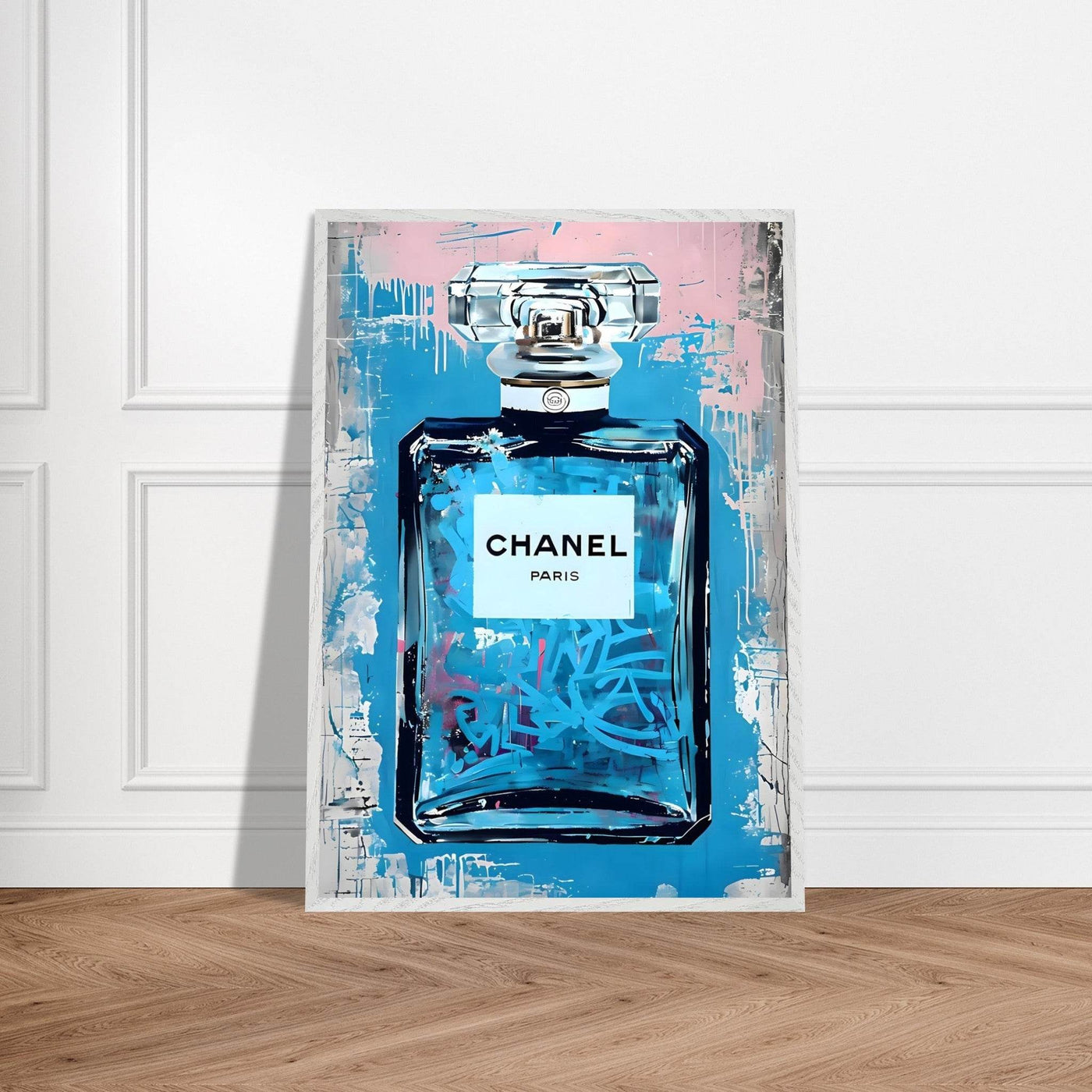 Abstract Chanel No. 5 Art Print in Mounted Frame - Iconic Glamour for Modern Decor - Vibrantwalls