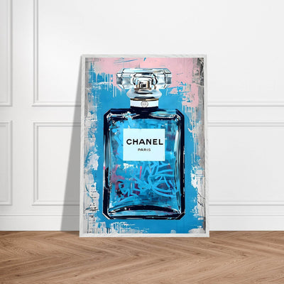 Abstract Chanel No. 5 Art Print in Mounted Frame - Iconic Glamour for Modern Decor - Vibrantwalls