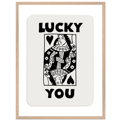 Lucky You Poker Card Queen of Hearts Art Print - Mounted Framed Poster, Eco-Friendly Wood Frame - Vibrantwalls