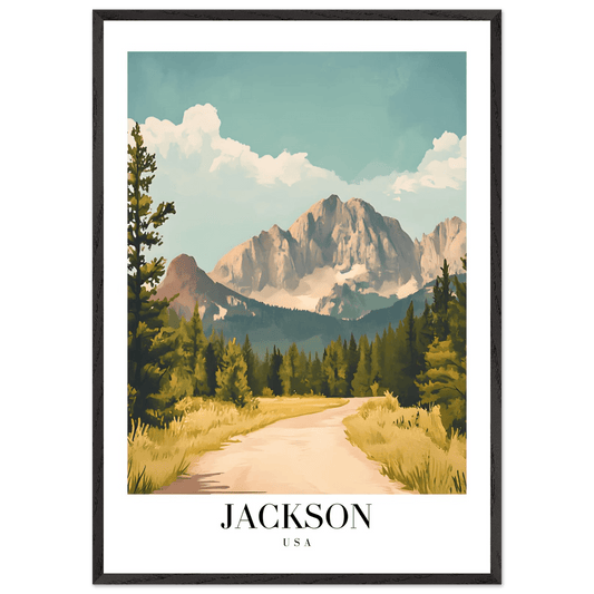 Jackson USA Mountain Landscape Vintage Travel Poster - Wall Art - Vibrantwalls