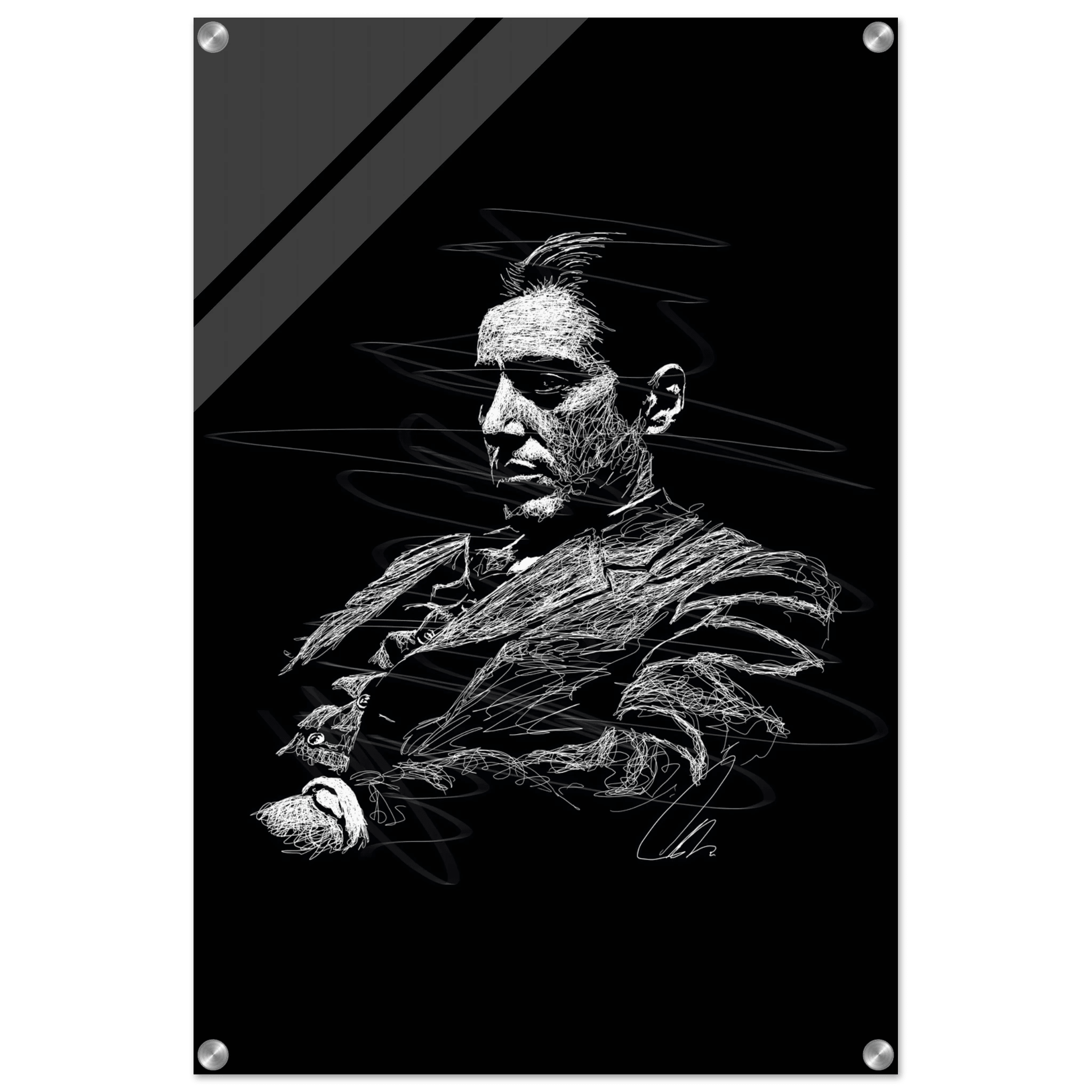 Al Pacino Scarface Sketch Art Acrylic Print – Iconic, Dynamic, Black & White Wall Decor - Vibrantwalls