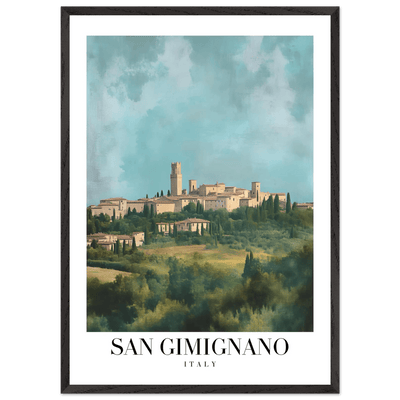 San Gimignano Italy Framed Poster – Vintage Tuscan Countryside Wall Art with Wooden Frame - Vibrantwalls