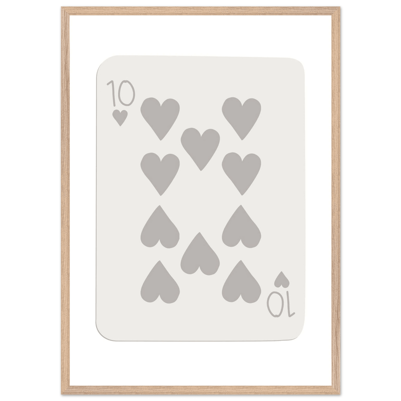 Minimalist Ten of Hearts Playing Card Print - Framed Poster Art, Eco-Friendly Wood Frame in Your Choice of Size & Finish - Vibrantwalls