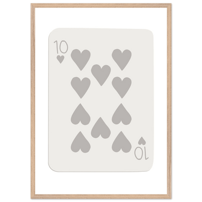 Minimalist Ten of Hearts Playing Card Print - Framed Poster Art, Eco-Friendly Wood Frame in Your Choice of Size & Finish - Vibrantwalls