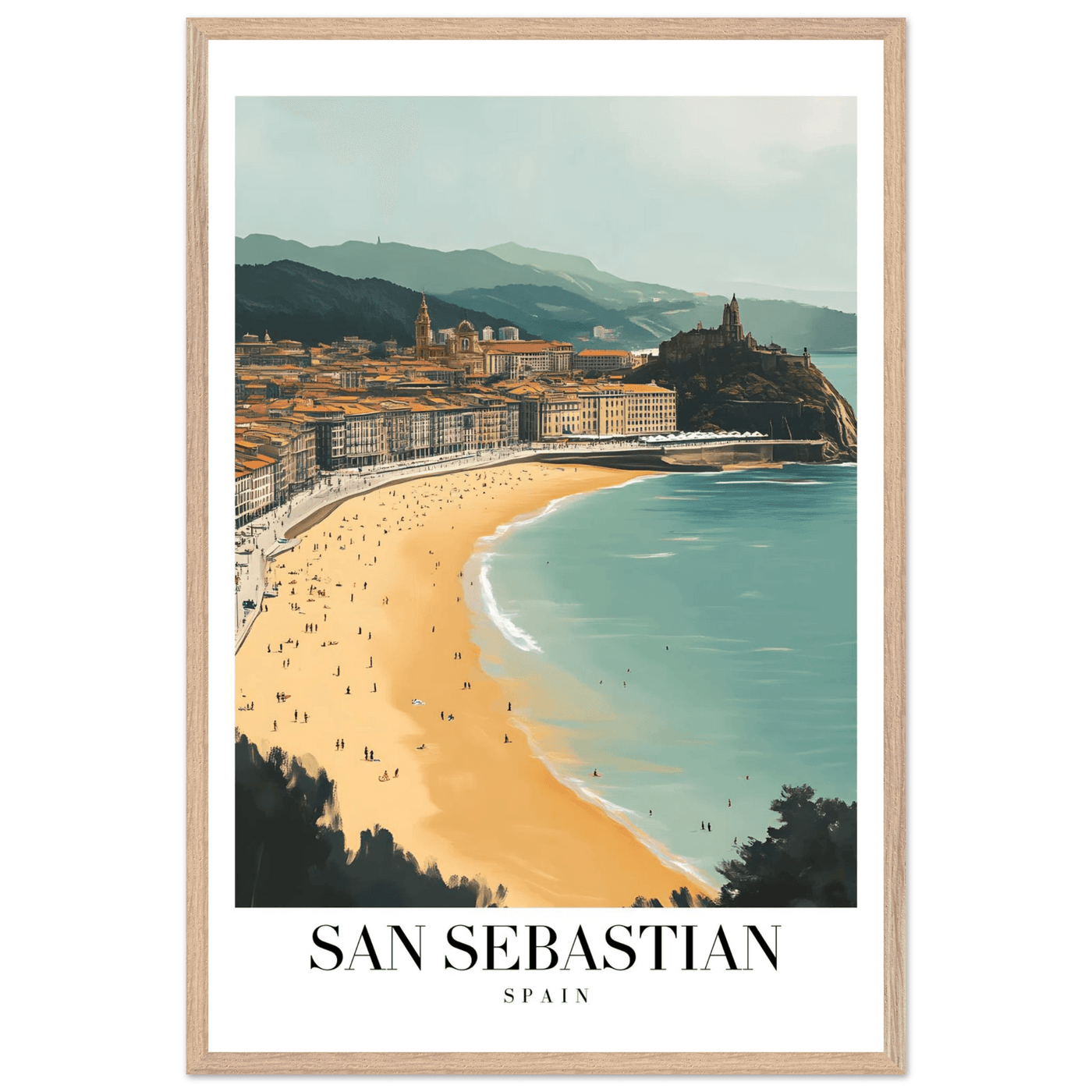 San Sebastian Spain Framed Poster – Vintage Coastal Travel Wall Art with Wooden Frame - Vibrantwalls