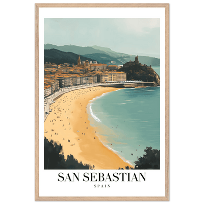 San Sebastian Spain Framed Poster – Vintage Coastal Travel Wall Art with Wooden Frame - Vibrantwalls