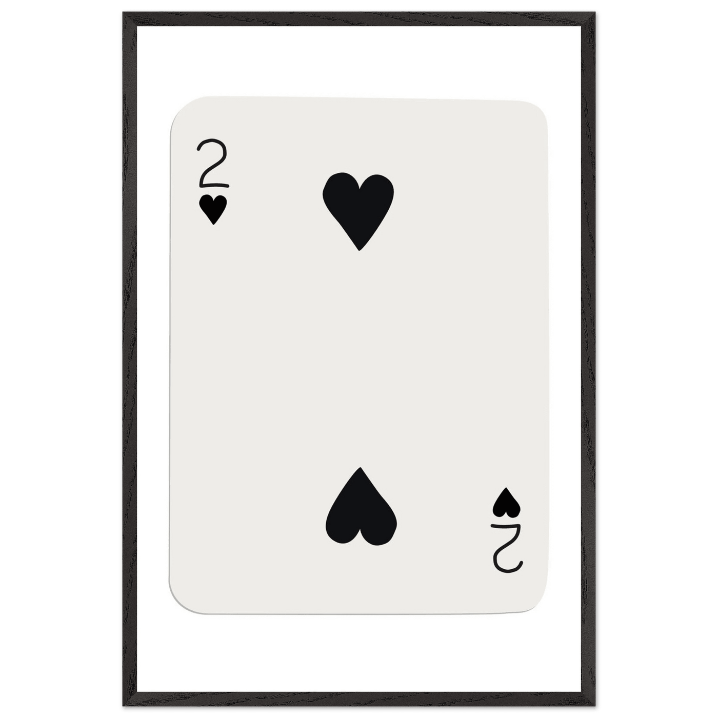 Minimalist Two of Hearts Poker Card Art Print - Framed Eco-Friendly Wooden Poster - Vibrantwalls