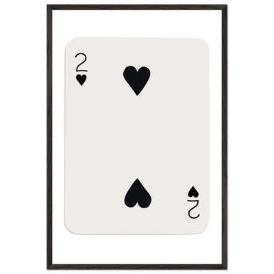 Minimalist Two of Hearts Poker Card Art Print - Framed Eco-Friendly Wooden Poster - Vibrantwalls