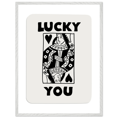 Lucky You Poker Card Queen of Hearts Art Print - Mounted Framed Poster, Eco-Friendly Wood Frame - Vibrantwalls