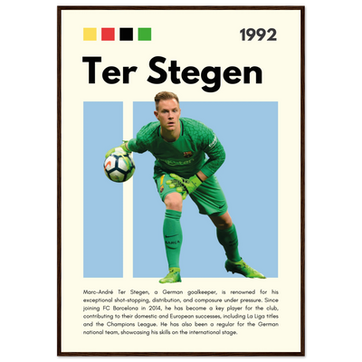 Marc-André Ter Stegen FC Barcelona Goalkeeper Framed Poster – Minimalist Football Art Print 70x100 cm 28x40″ Dark wood frame Vibrantwalls