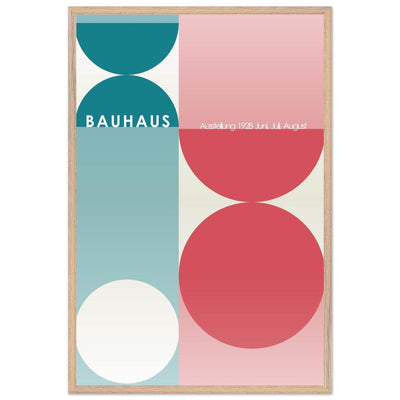 Bauhaus Retro Art Print in Teal and Coral for Unique Retro Decor - Vibrantwalls