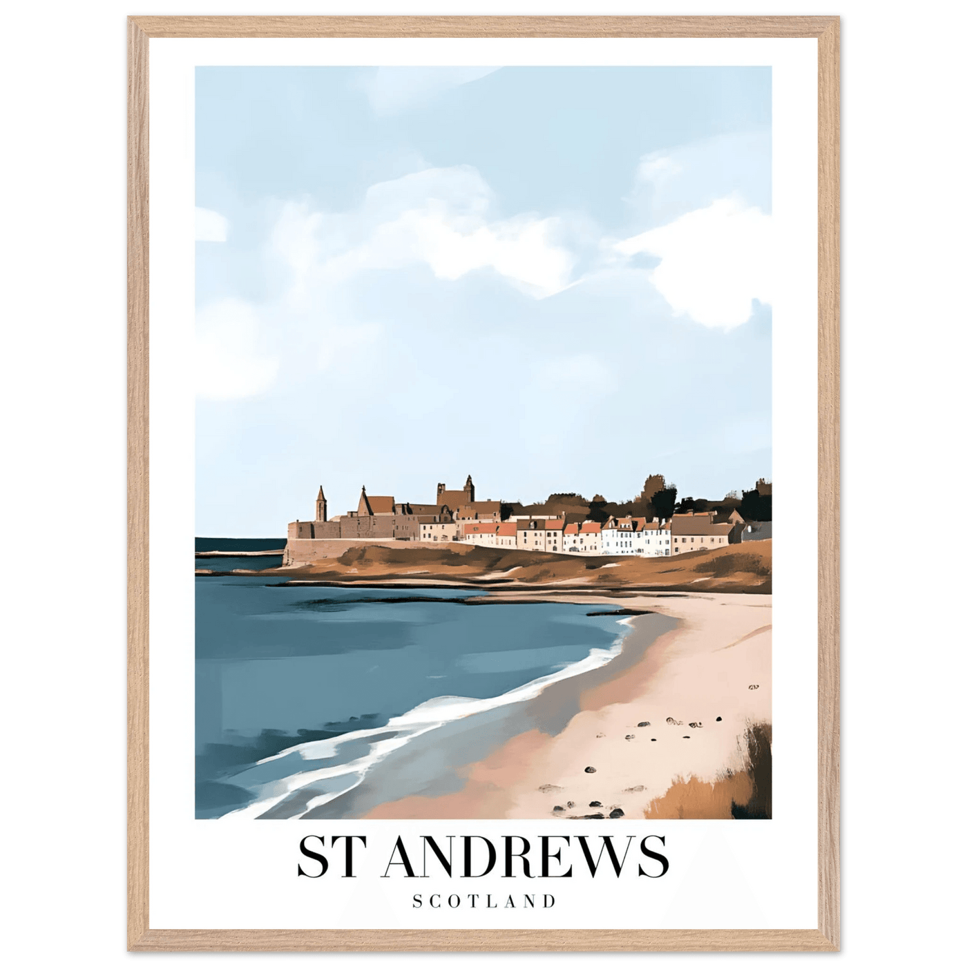 St Andrews Scotland Framed Poster – Coastal Town Wall Art with Wooden Frame - Vibrantwalls
