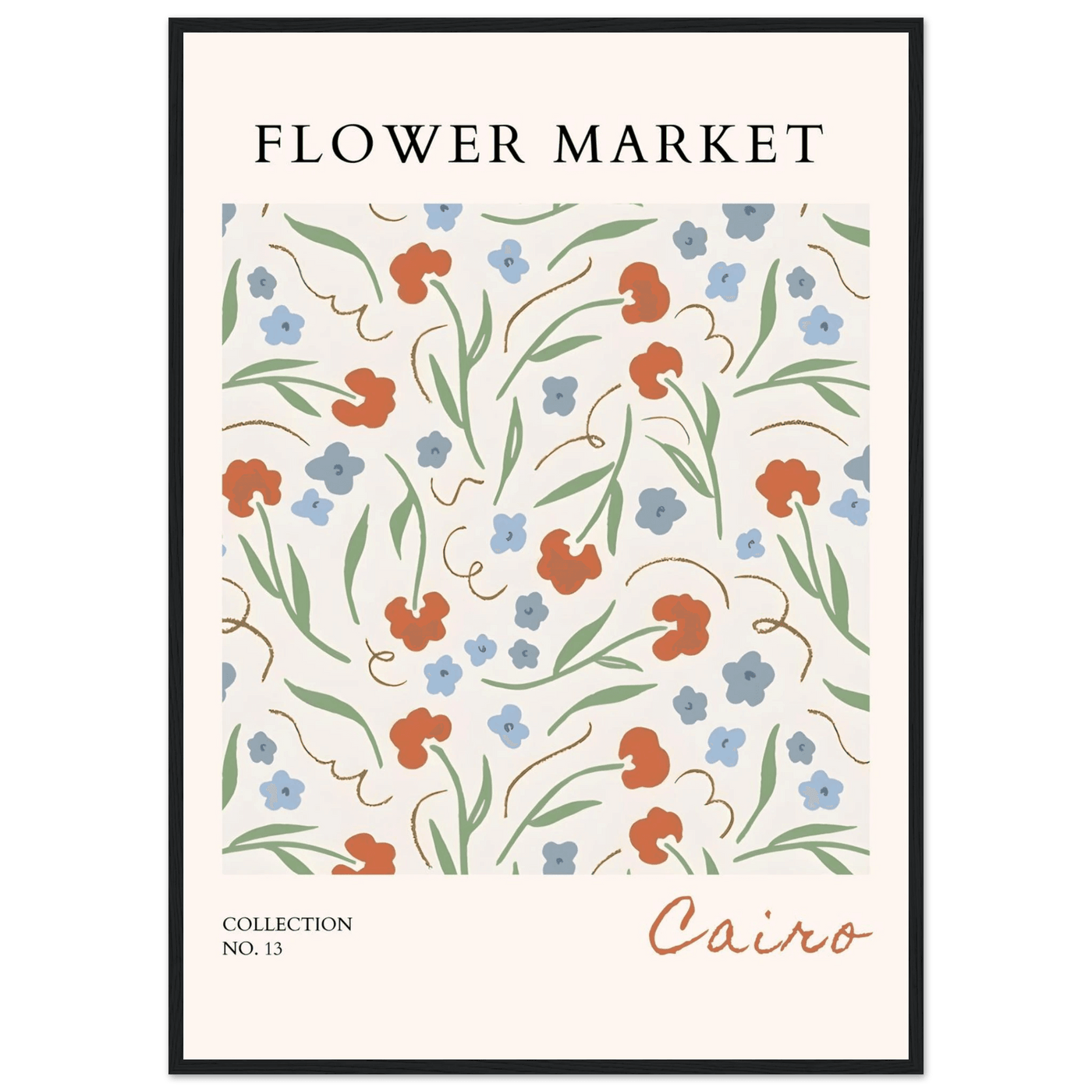 Flower Market Cairo Framed Poster – Abstract Floral Art Print | Earthy Tones & Ready-to-Hang Decor - Vibrantwalls
