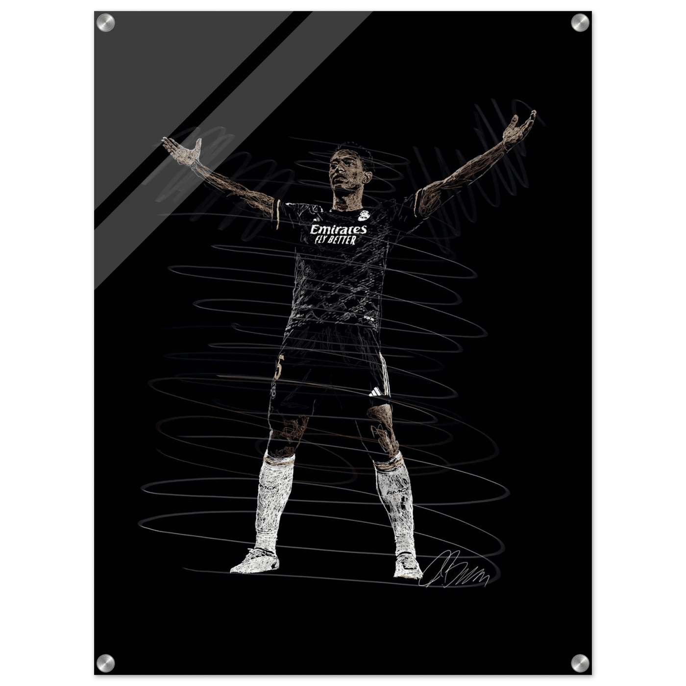 Football Legend Acrylic Print – Dynamic Sketch Art for Modern Sports Fans - Vibrantwalls