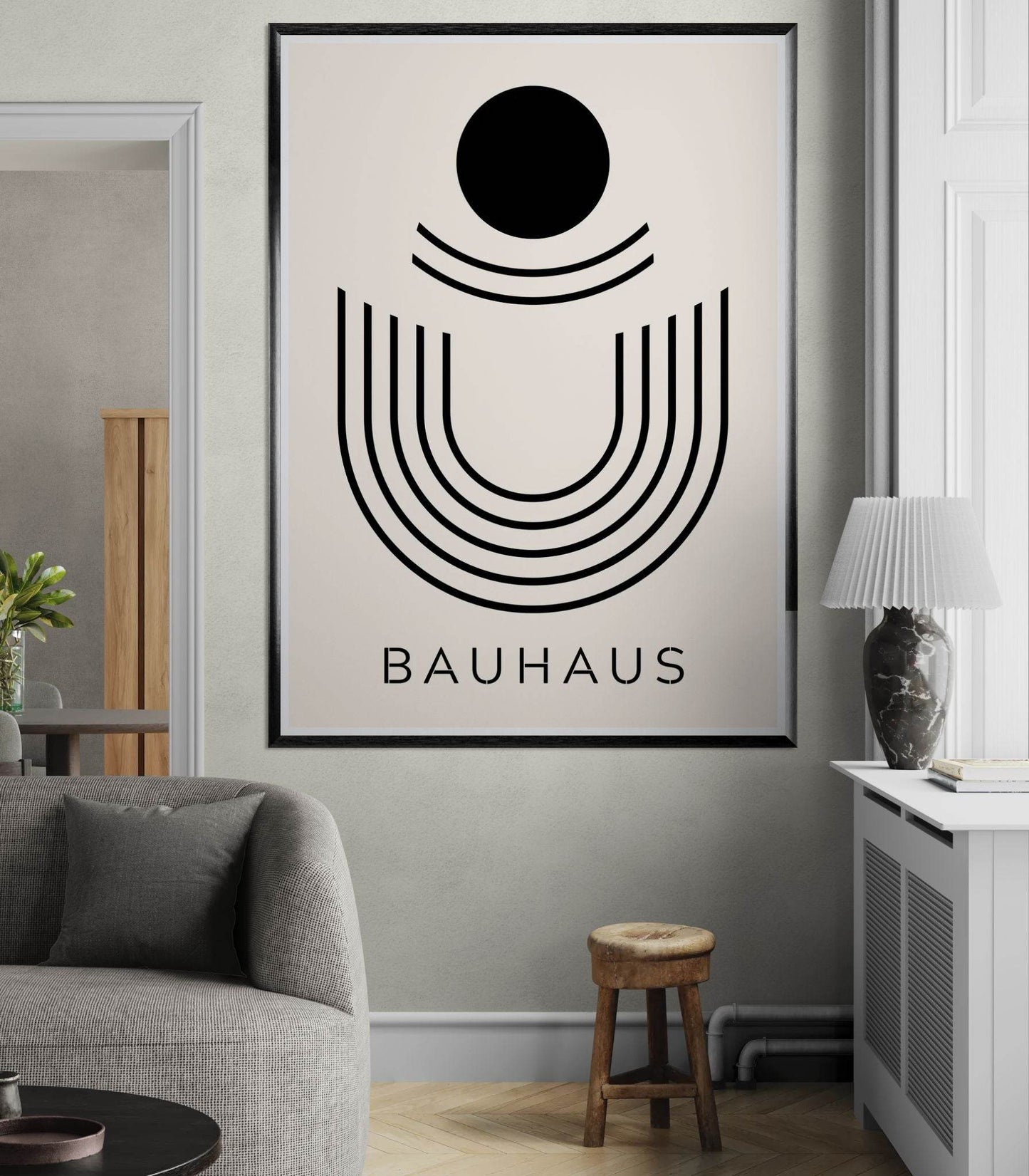 Bauhaus Black Beige Geometric Movement Style Design Wall Art - Vibrantwalls