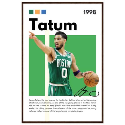 Jayson Tatum Boston Celtics Star Framed Poster 60x90 cm 24x36″ Dark wood frame Vibrantwalls