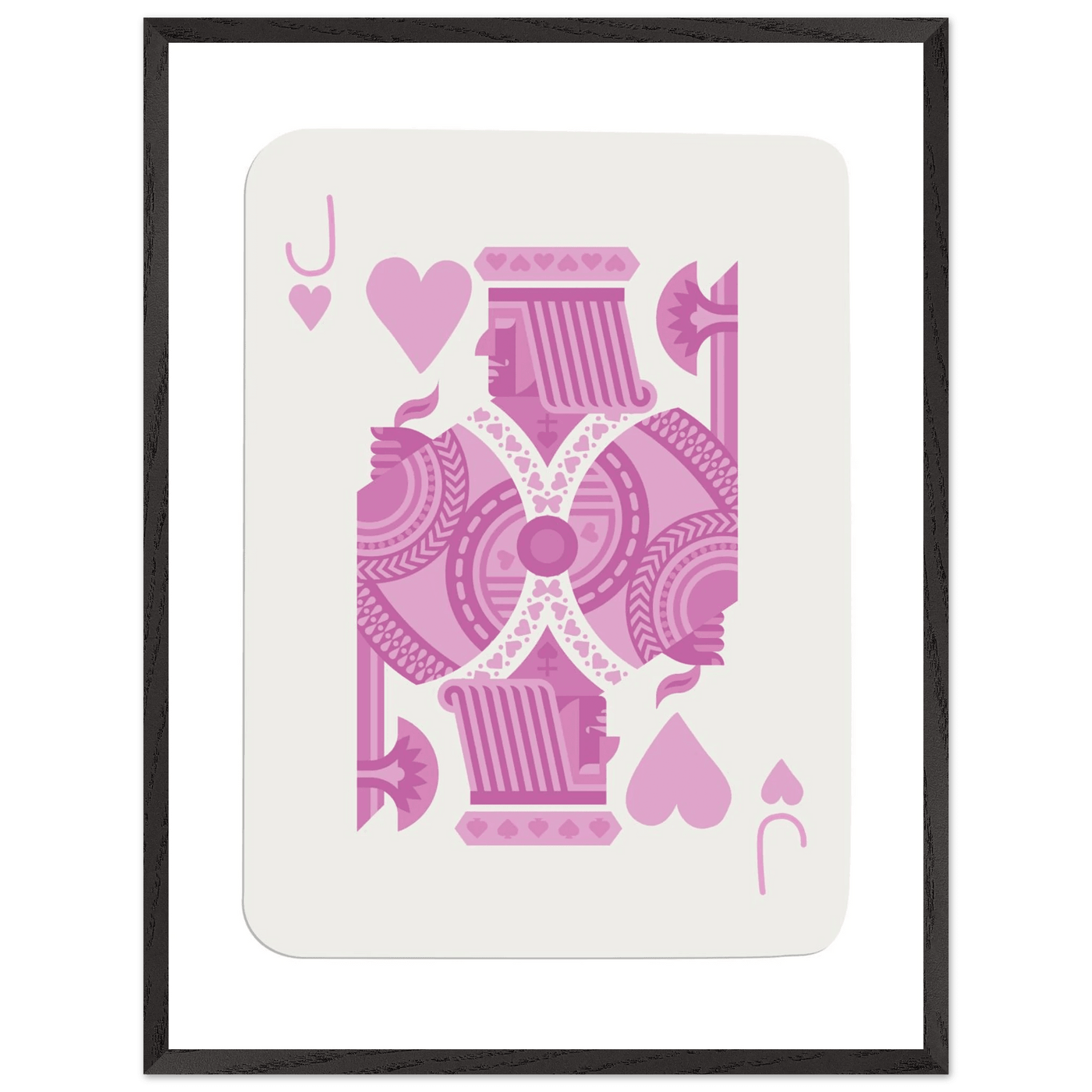 Jack of Hearts Poker Card Print - Eclectic Pink Framed Art - Eco-Friendly Wood Frame, Ready-to-Hang Decor - Vibrantwalls