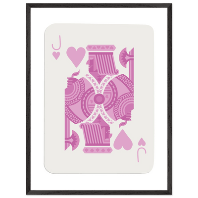Jack of Hearts Poker Card Print - Eclectic Pink Framed Art - Eco-Friendly Wood Frame, Ready-to-Hang Decor - Vibrantwalls