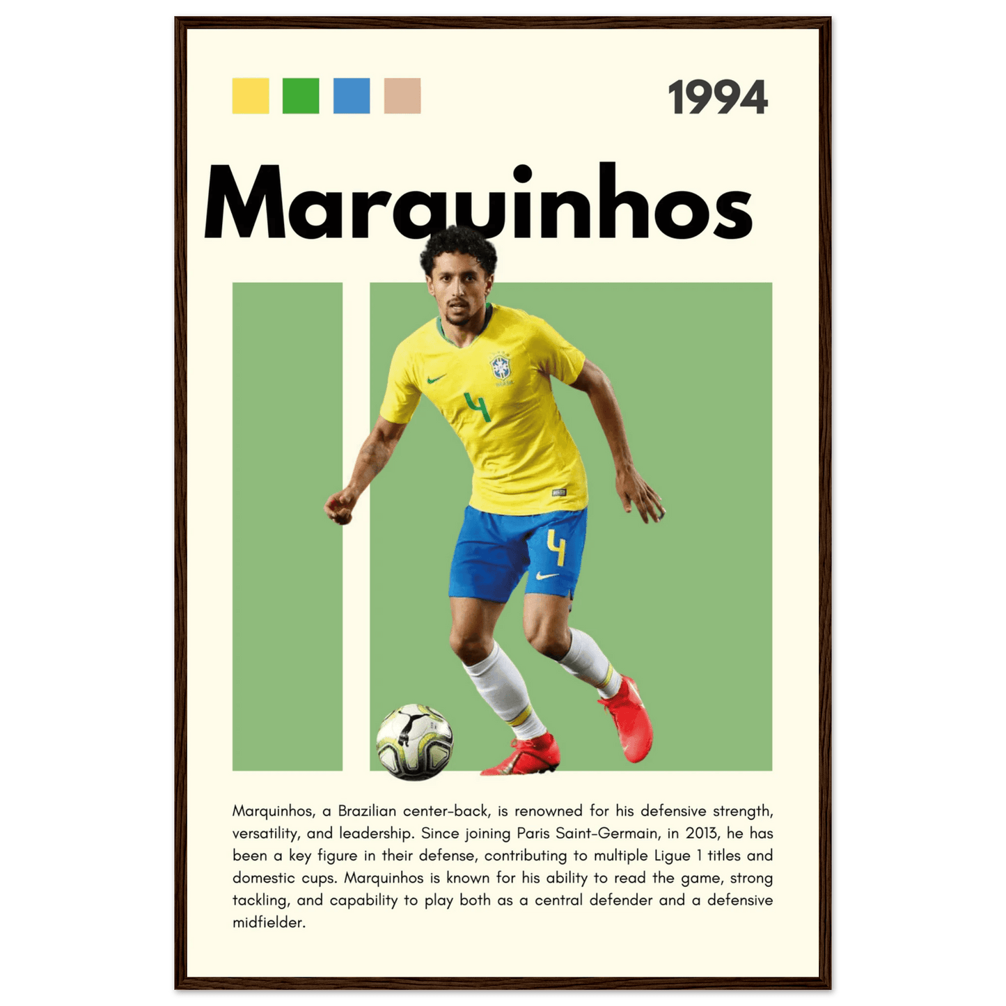 Marquinhos Brazil Football Legends Poster Wall Art - Vibrantwalls