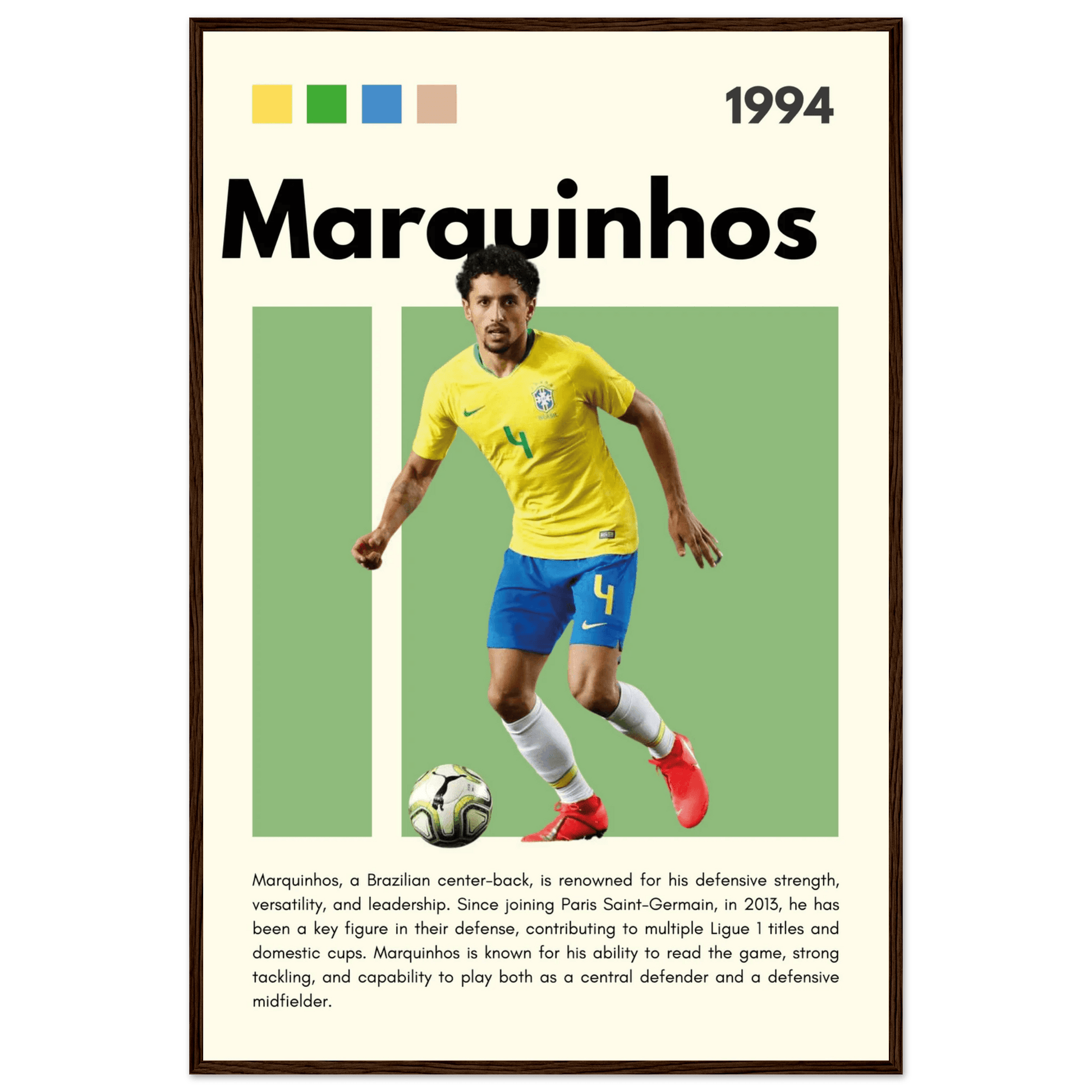 Marquinhos Brazil Football Legends Poster Wall Art - Vibrantwalls