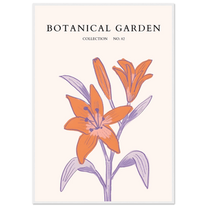 Botanical Garden Lily Print – Orange & Lavender Framed Poster | Elegant Nature Art for Modern Spaces, Ready-to-Hang - Vibrantwalls