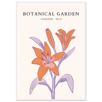Botanical Garden Lily Print – Orange & Lavender Framed Poster | Elegant Nature Art for Modern Spaces, Ready-to-Hang - Vibrantwalls