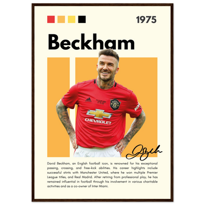David Beckham Manchester United Soccer Framed Poster A1 (59.4 x 84.1 cm) Dark wood frame Vibrantwalls